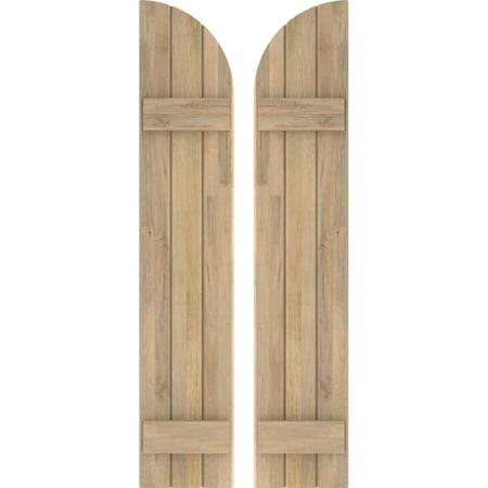 Americraft 3-Board (2 Batten) Wood Joined Board-n-Batten Shutters W/ Arch Top, ARW101BQ311X81UNH